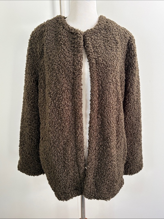 Max Studio Jackets & Blazers - Max Studio Chocolate Brown with a tint of Olive Teddy Coat L